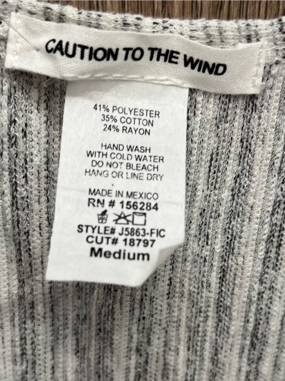 New!Caution To The Wind Dress Gray White Ribbed Button-Front size medium - Picture 3 of 6